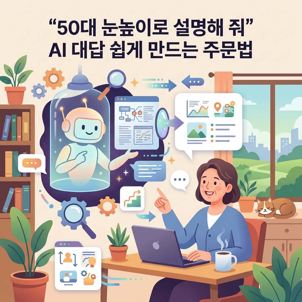 ai thumbnail illustration 50대 눈높이로 설명해 줘 AI 대답 쉽게 만드는 주문법 1787906842