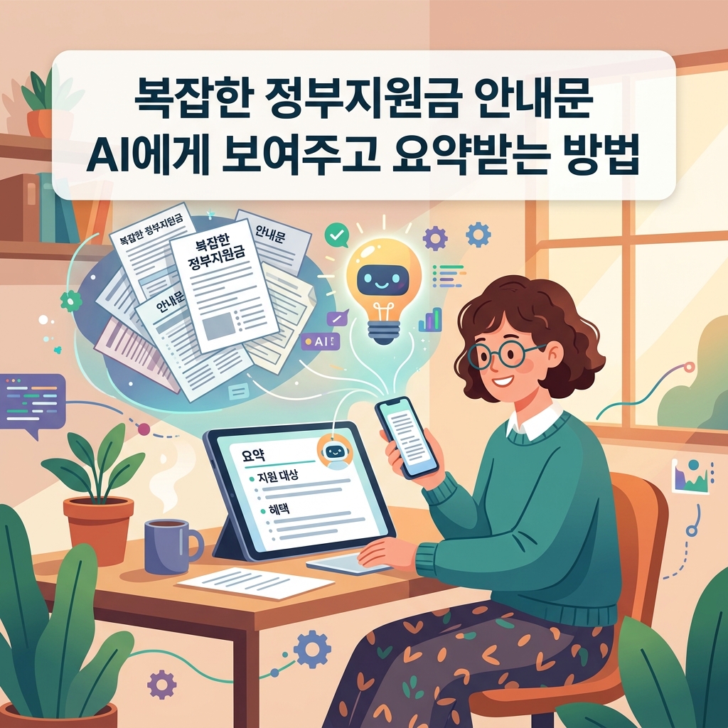 ai thumbnail illustration 복잡한 정부지원금 안내문 AI에게 보여주고 요약받는 방법 1787815630