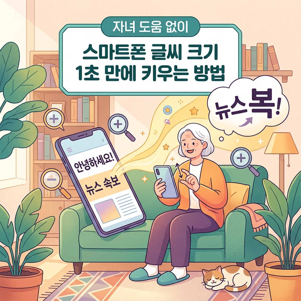 ai thumbnail illustration 자녀 도움 없이 스마트폰 글씨 크기 1초 만에 키우는 방법 1787723201