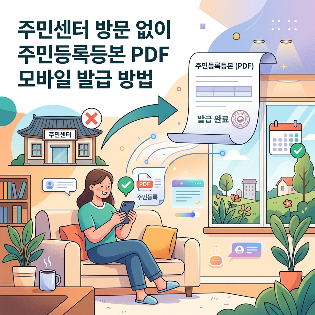 ai thumbnail illustration 주민센터 방문 없이 주민등록등본 PDF 모바일 발급 방법 1787727549