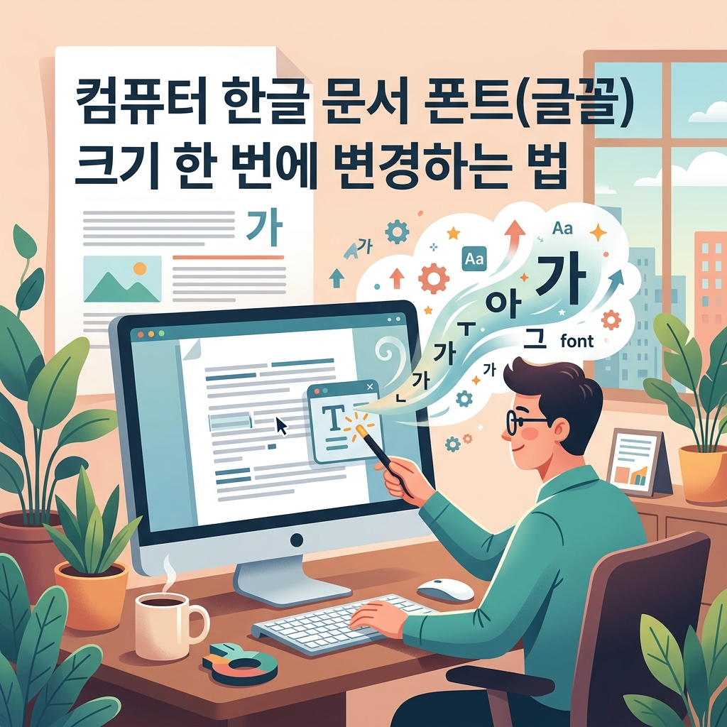 ai thumbnail illustration 컴퓨터 한글 문서 폰트글꼴 크기 한 번에 변경하는 법 1787736386