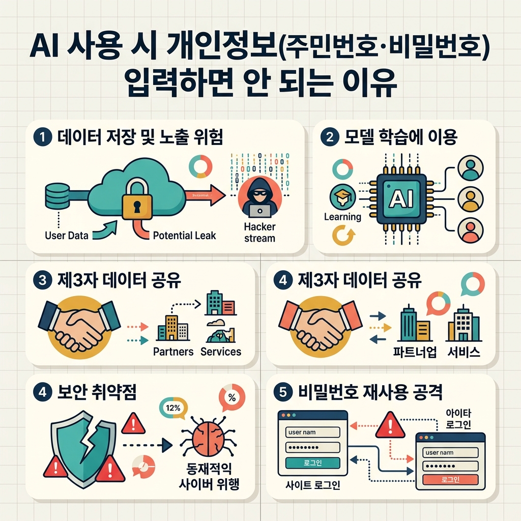 ai thumbnail infographic AI 사용 시 개인정보주민번호·비밀번호 입력하면 안 되는 이유 1787906973